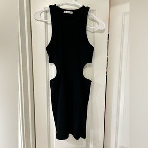 Black ripped open side dress